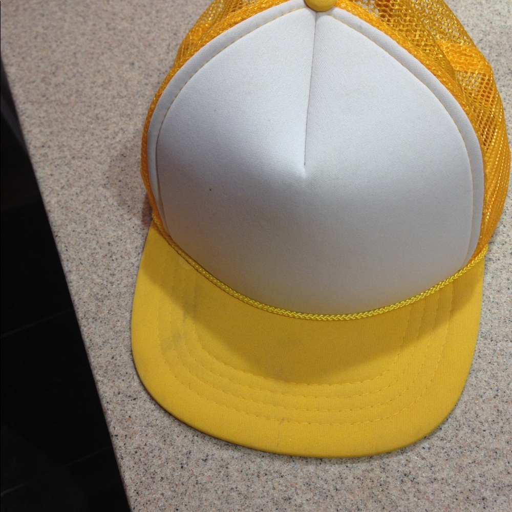 Yellow and white hat